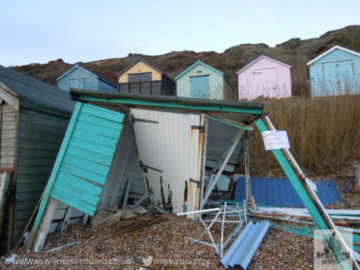 A beach hut destroyed