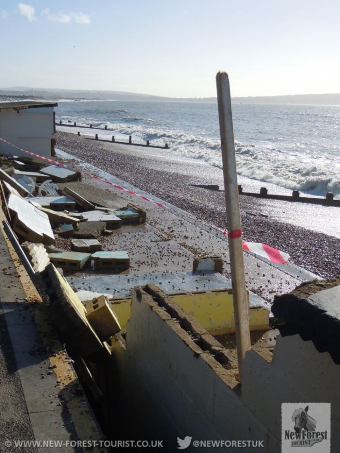 Sturdy beach huts destroyed