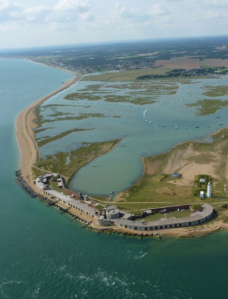 Hurst Castle aerial image looking towards Milford